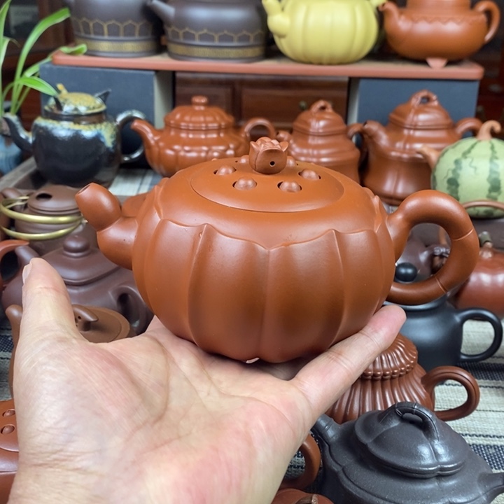紫砂茶壶筋纹莲子500cc原矿赵庄朱泥元旦特价