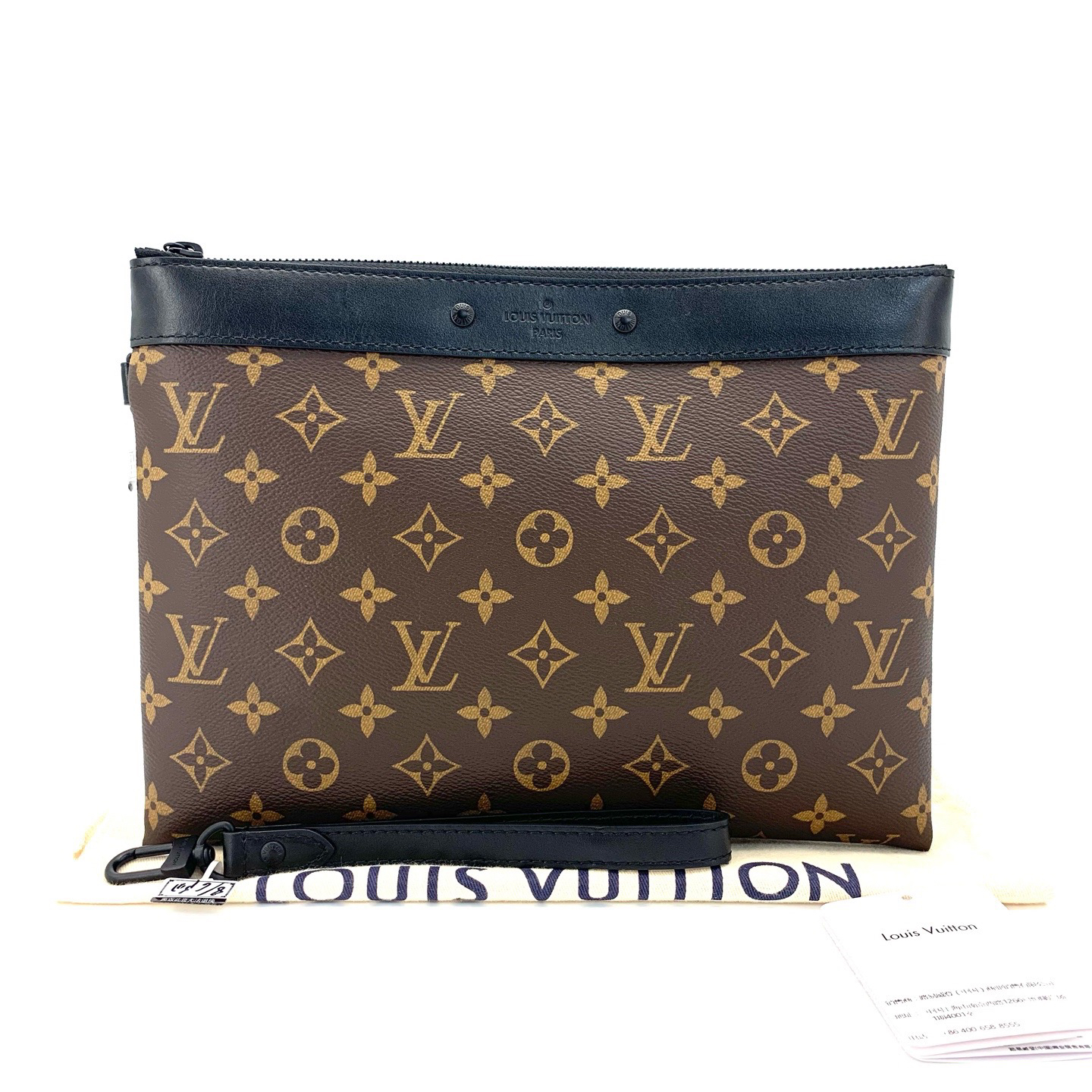 99新 LouisVuitton/路易威登 Pochette To-Go棕花手拿包  尺29/21