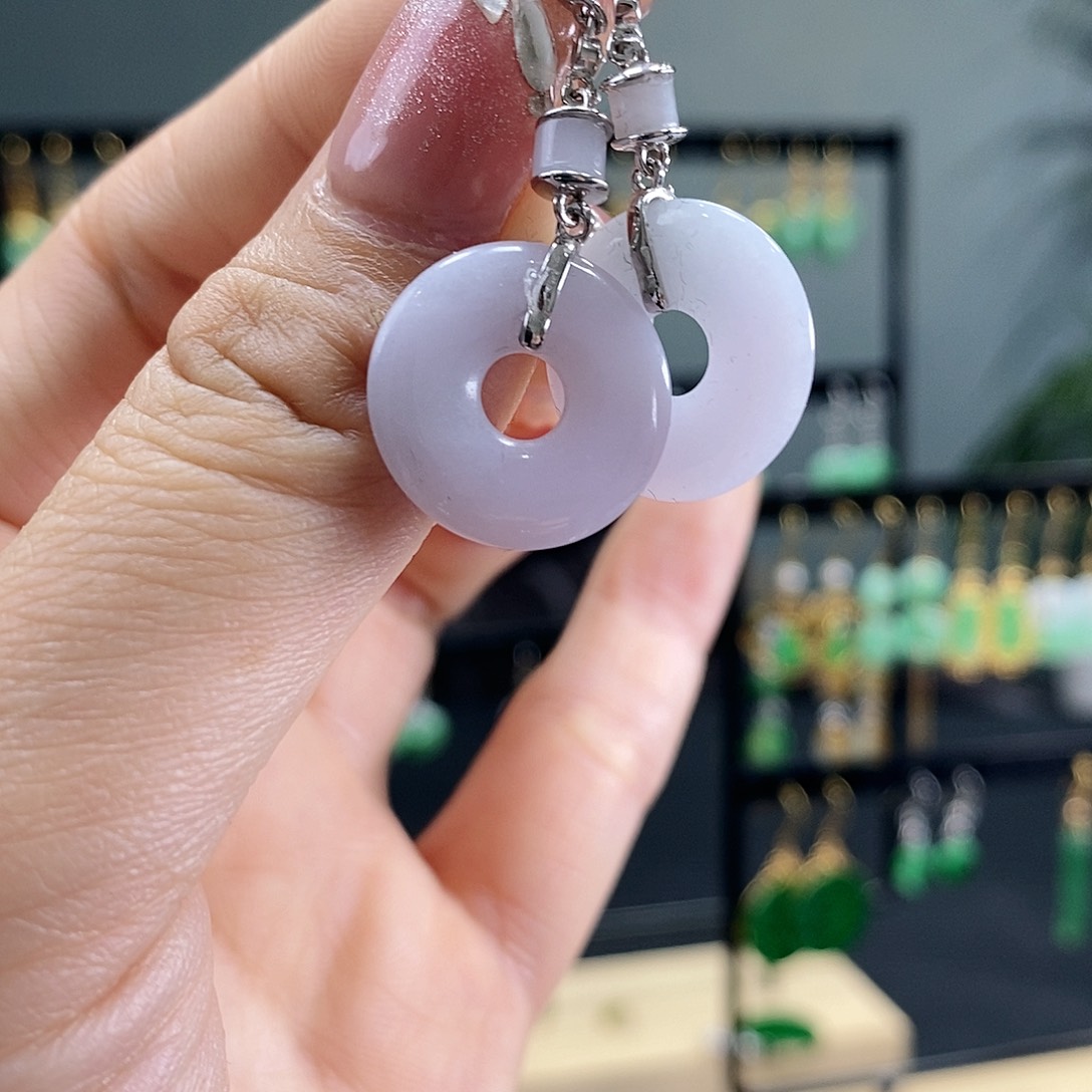 翡翠耳饰银S925镶嵌翡翠