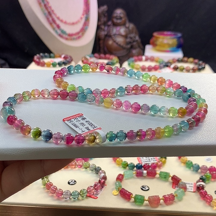 西瓜碧玺手链未镶嵌西瓜手串5.8mm