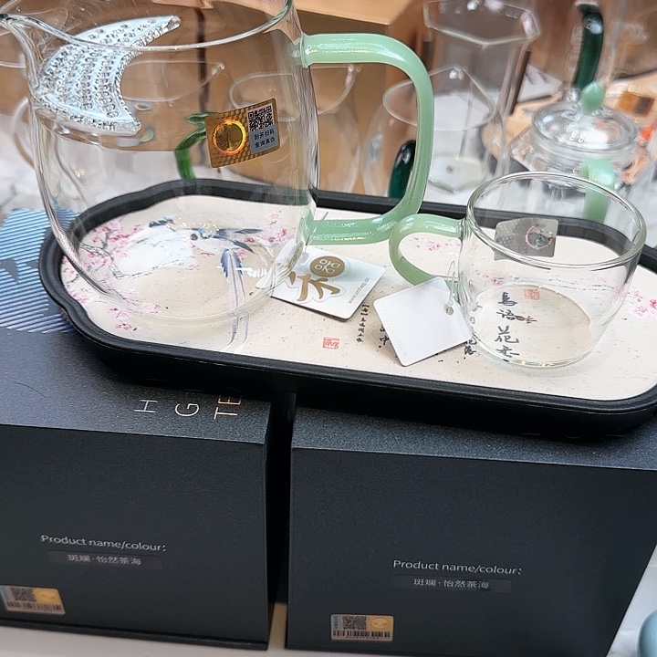 禾器浅玉色澄然月牙款加小杯