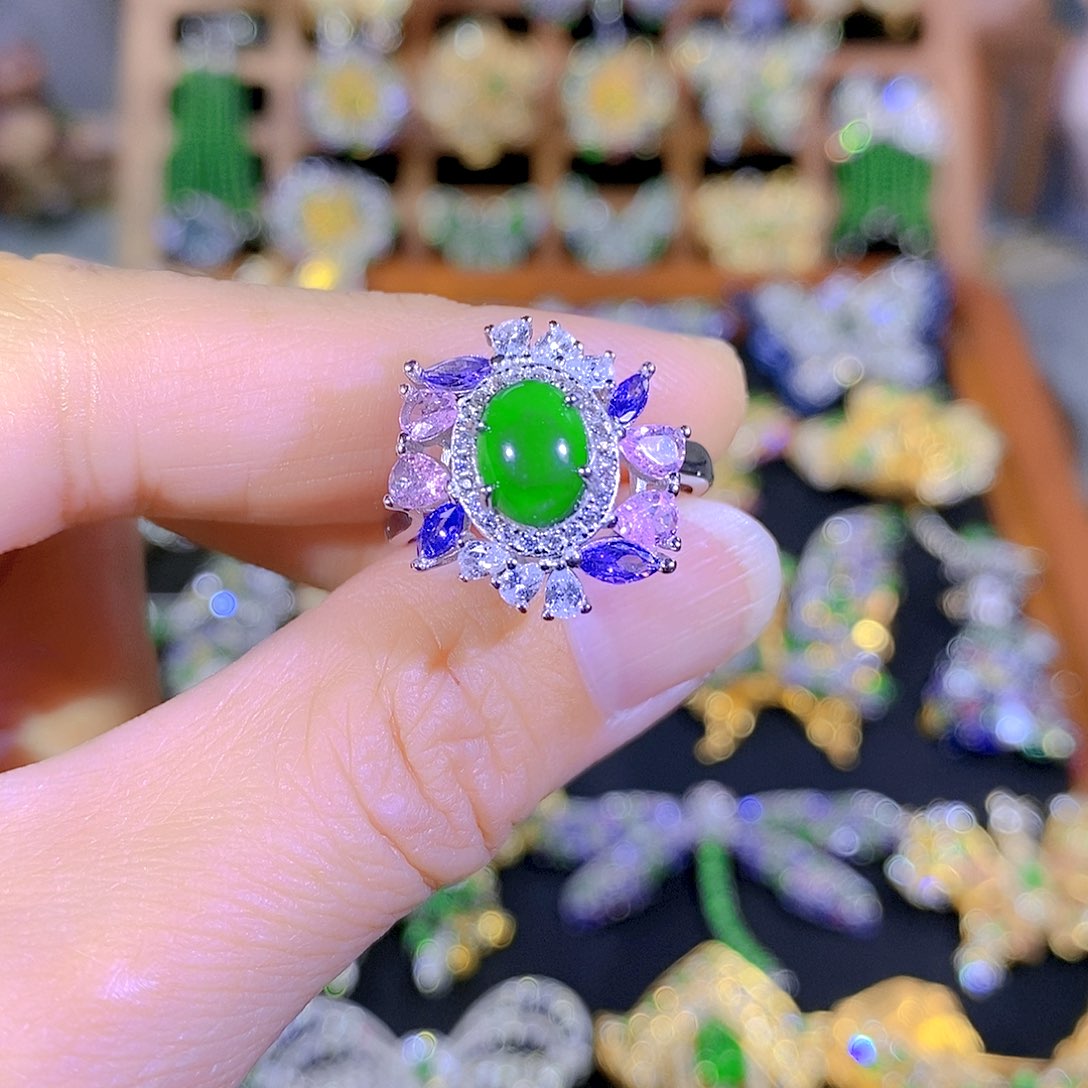 吊坠(不含链)银S925镶嵌翡翠