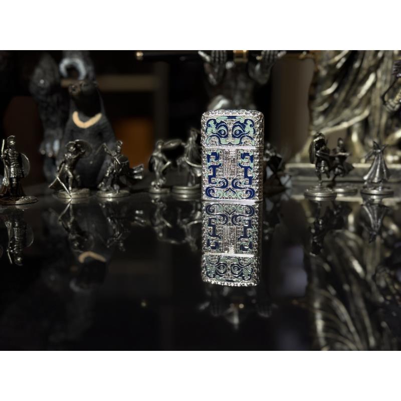 夜光青花祥云纹（银色）煤油机（不赠送煤油）