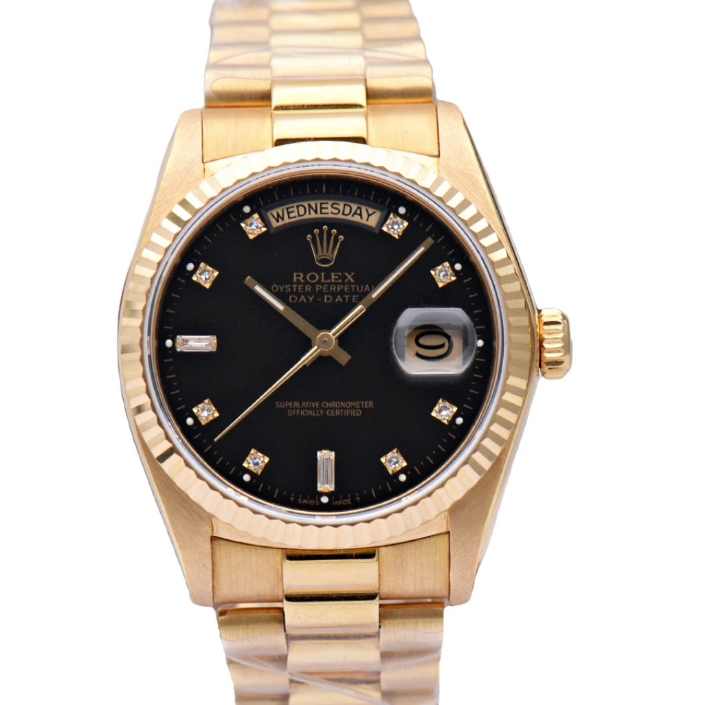 99新 Rolex/劳力士 星期日历型18038/全金劳黑盘/36mm