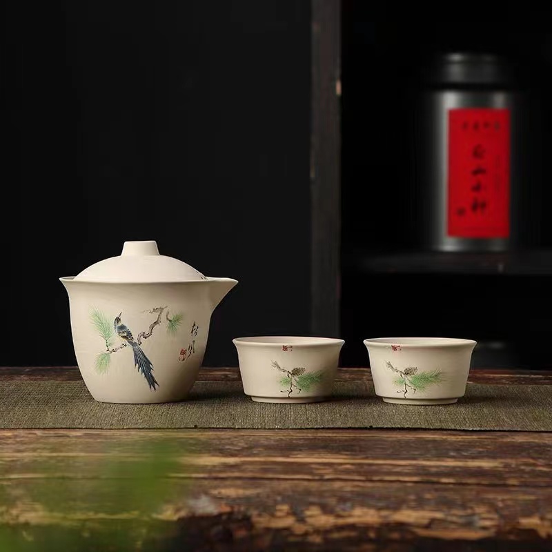 D818-喜上眉梢粗陶旅行松风套组AA49