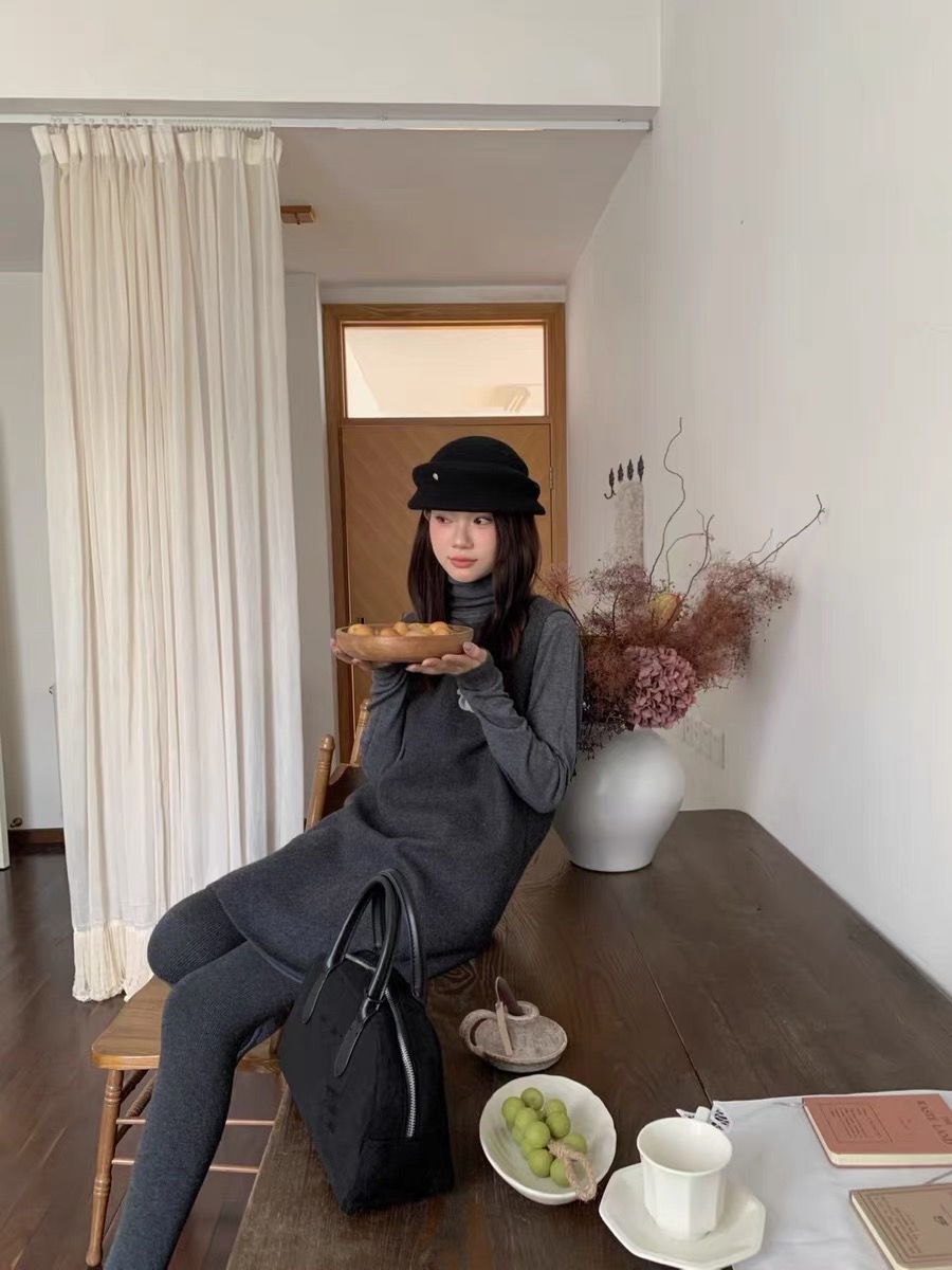N1121   秋季新款套装连衣裙显瘦小个子清冷系禅意衣服女