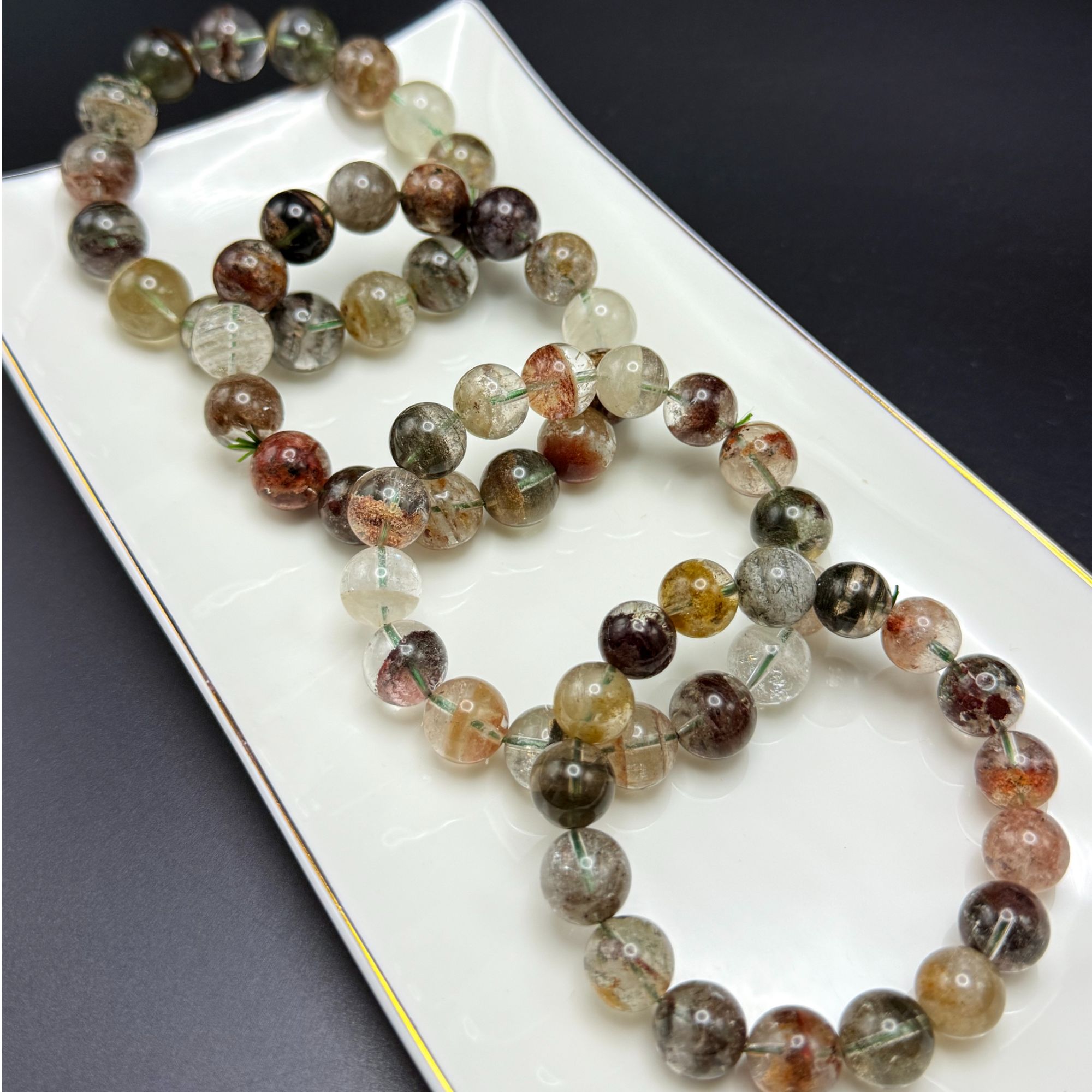 【父子珠宝】纯天然千层山庄四季幽灵单圈手链 E433 多样性发其一