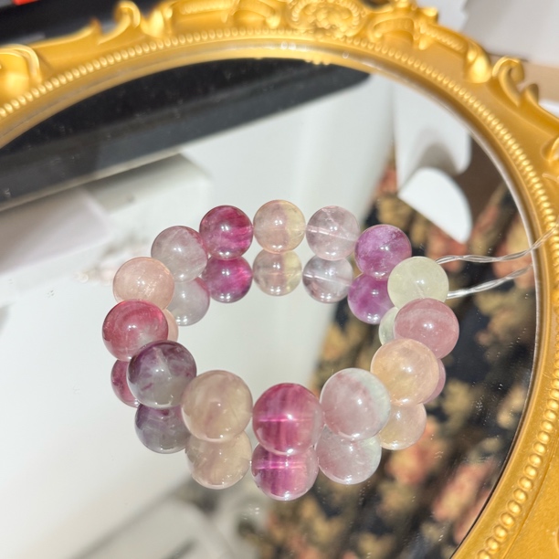 彩萤石天然水晶15mm礼盒包装