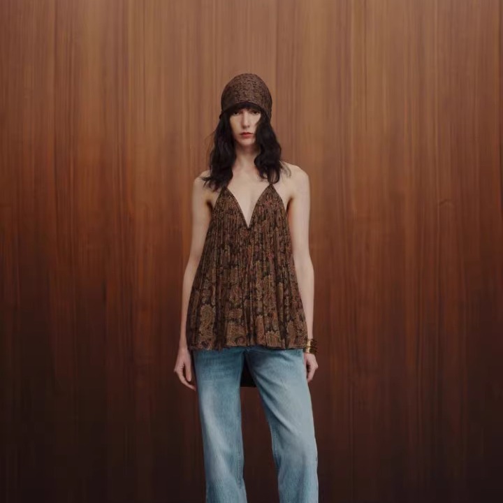 【INTO THE EAST】25春夏E1DGSC004NCC21TP02 金丝佩斯利花纹吊带