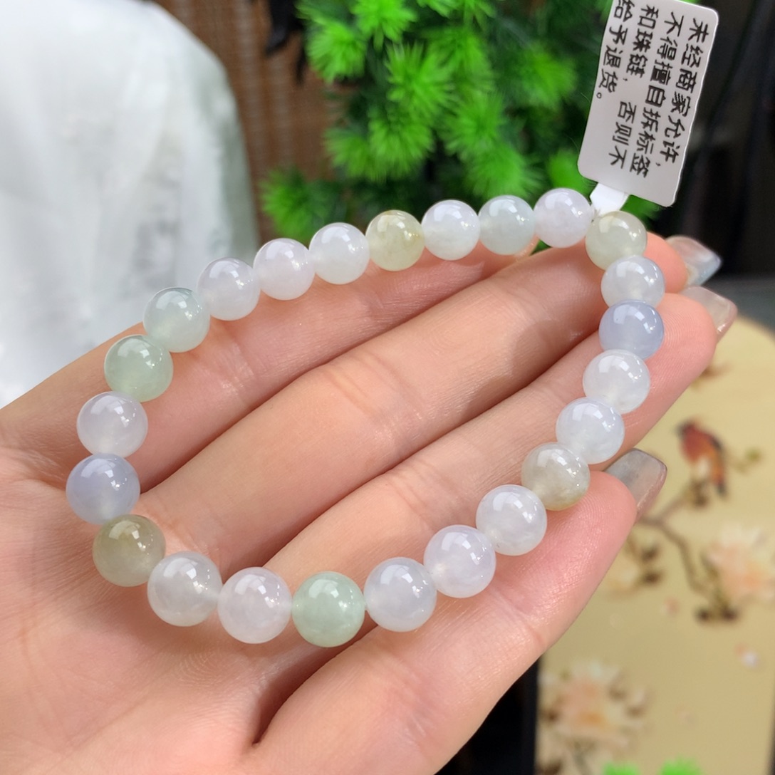 翡翠手链未镶嵌冰胶马卡龙手链卡7.8m m