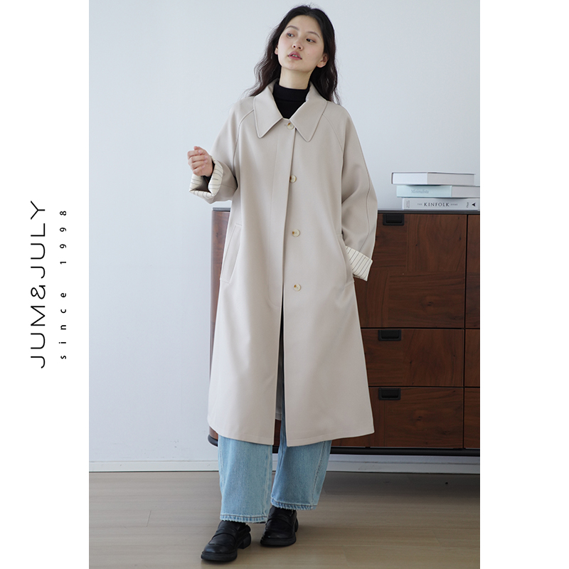韩版长款风衣女2025秋季新款上衣单排扣简约通勤休闲外套F875