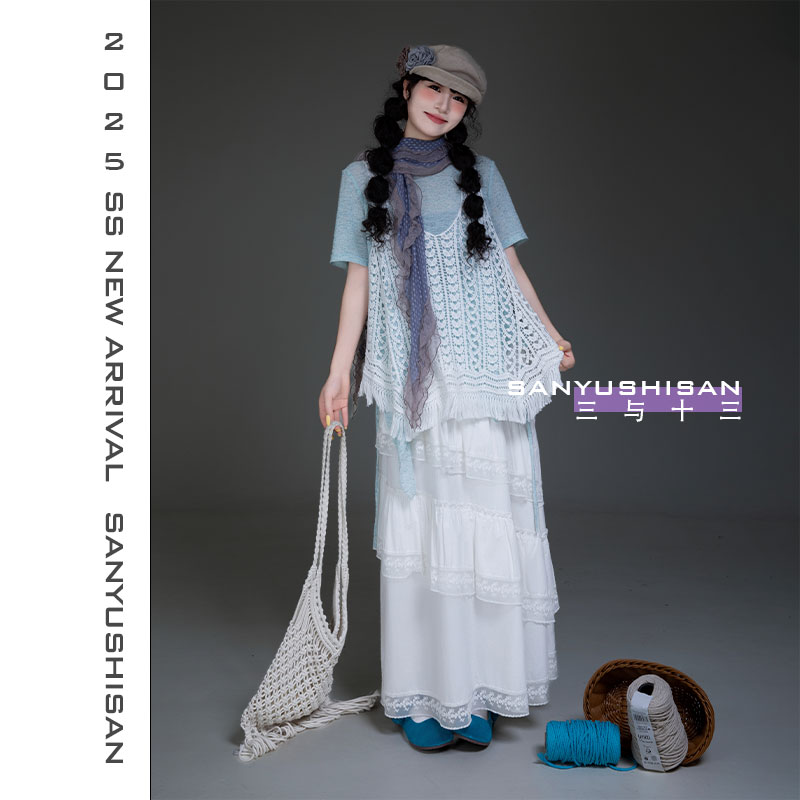 三与十三|念白|波西米亚甜美韩系镂空背心马甲Q