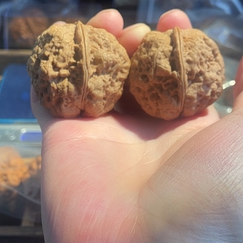 文玩核桃把件十八包带彩磕尖42