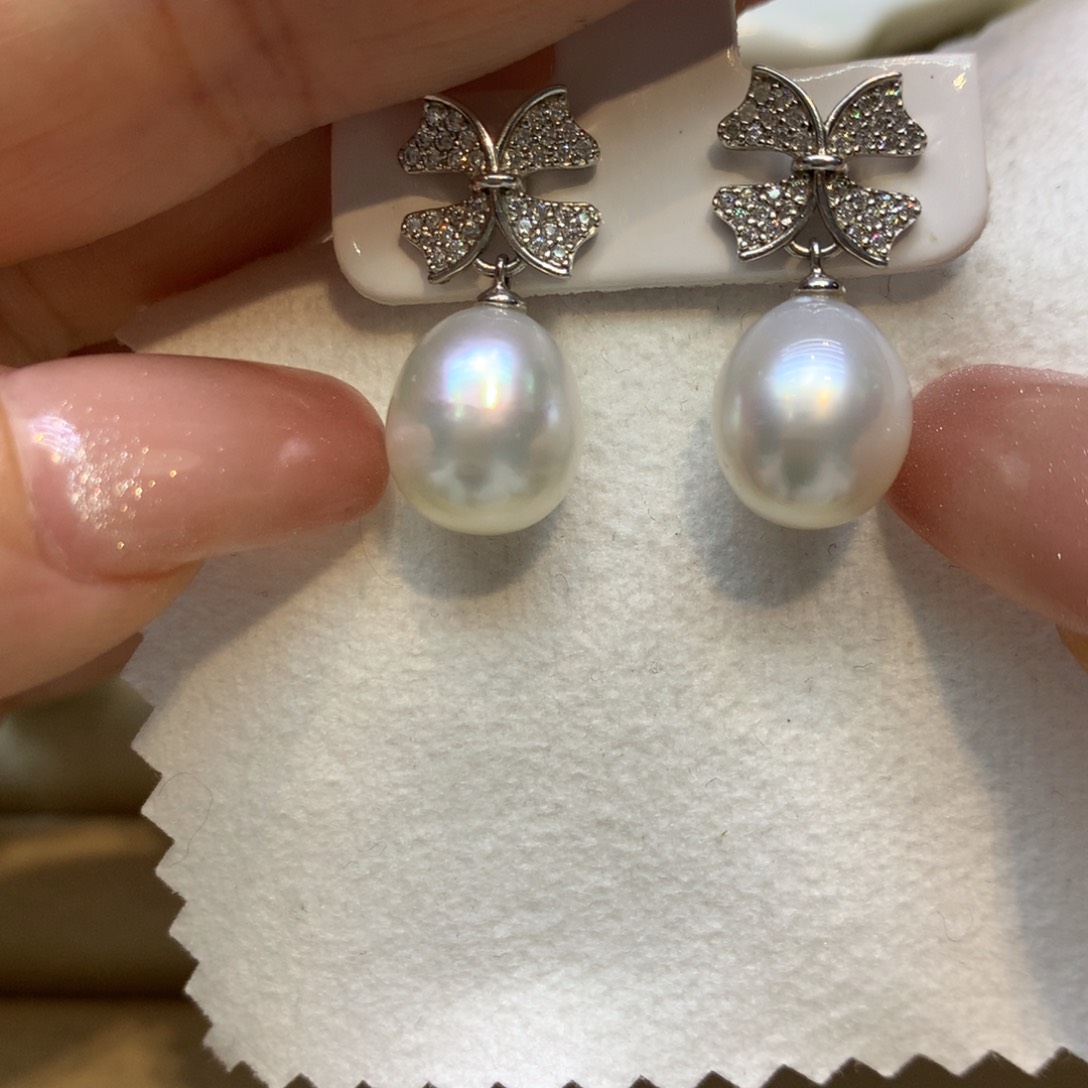 银S925镶嵌耳饰海水珍珠