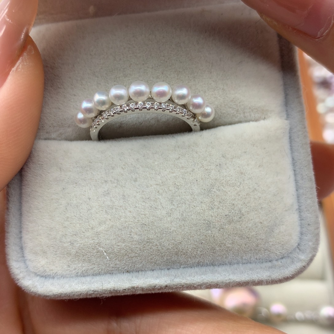 银S925镶嵌淡水珍珠戒指