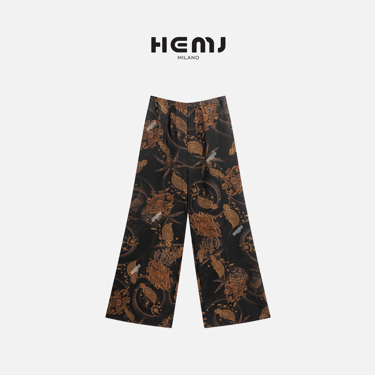 HEMJ 和梦洁“意境东方”松紧腰休闲裤透气 直筒阔腿裤 CM2B8116