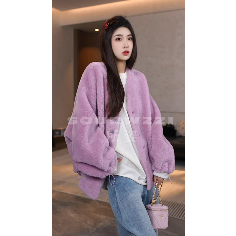 SOURWZZI/所姿100羊毛%冬季时尚宽松休闲女士羊毛外套SZ-25755