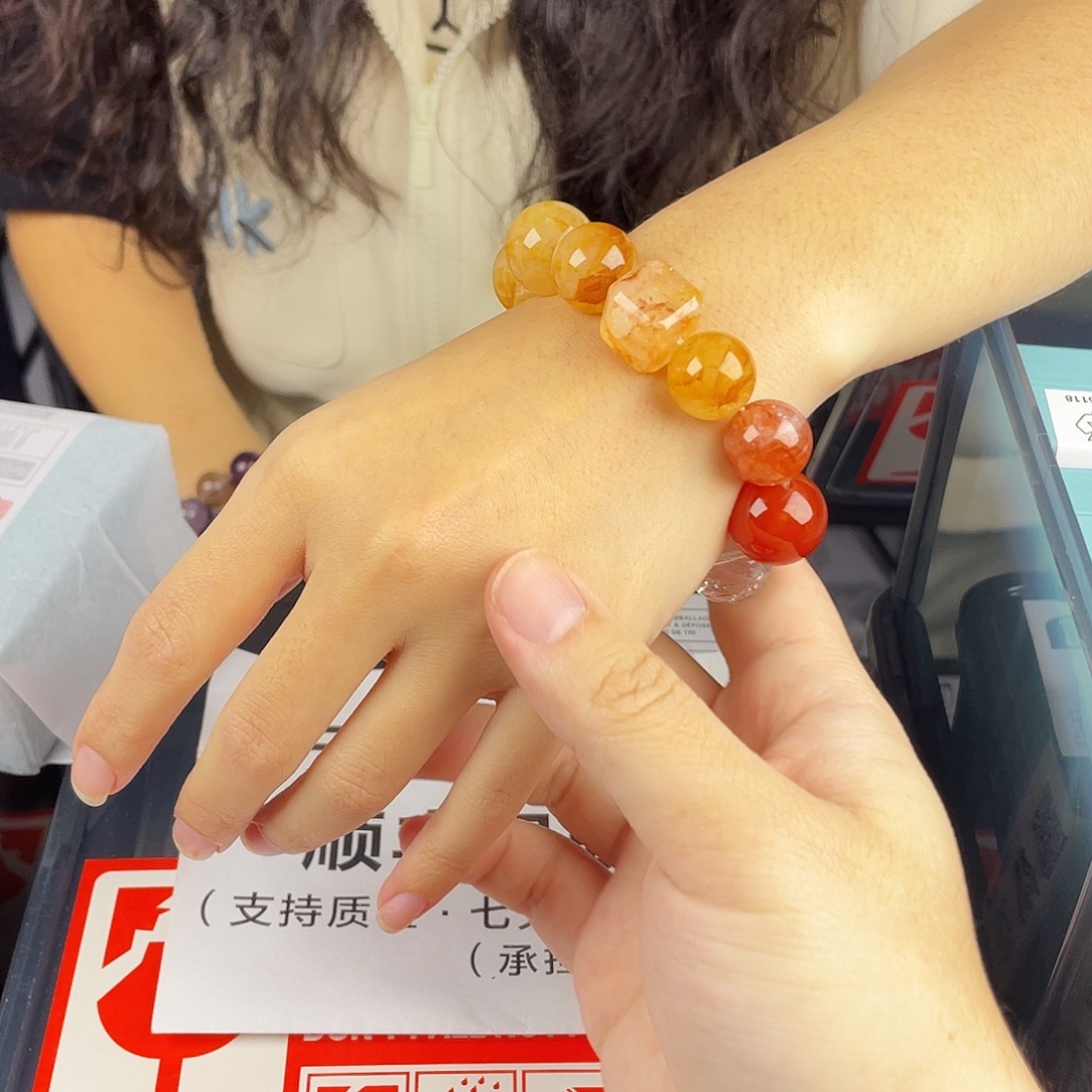 水晶手串银S925镀金镶嵌