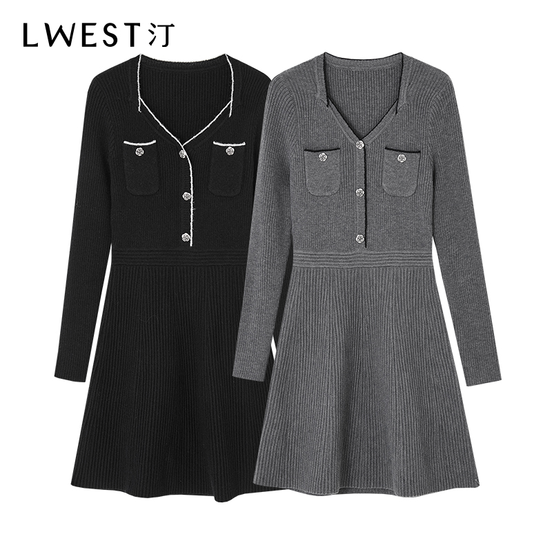 【小北专属】朗文斯汀气质撞色针织连衣裙DZML4511C09565