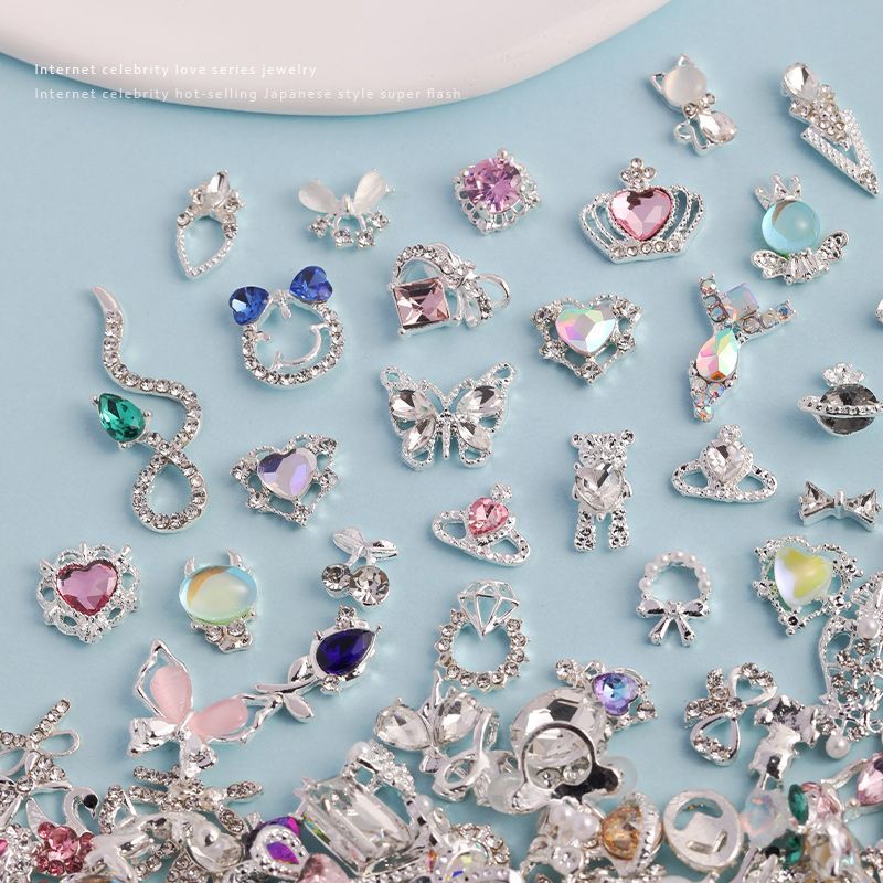 铜镶锆锆石合金美甲饰品