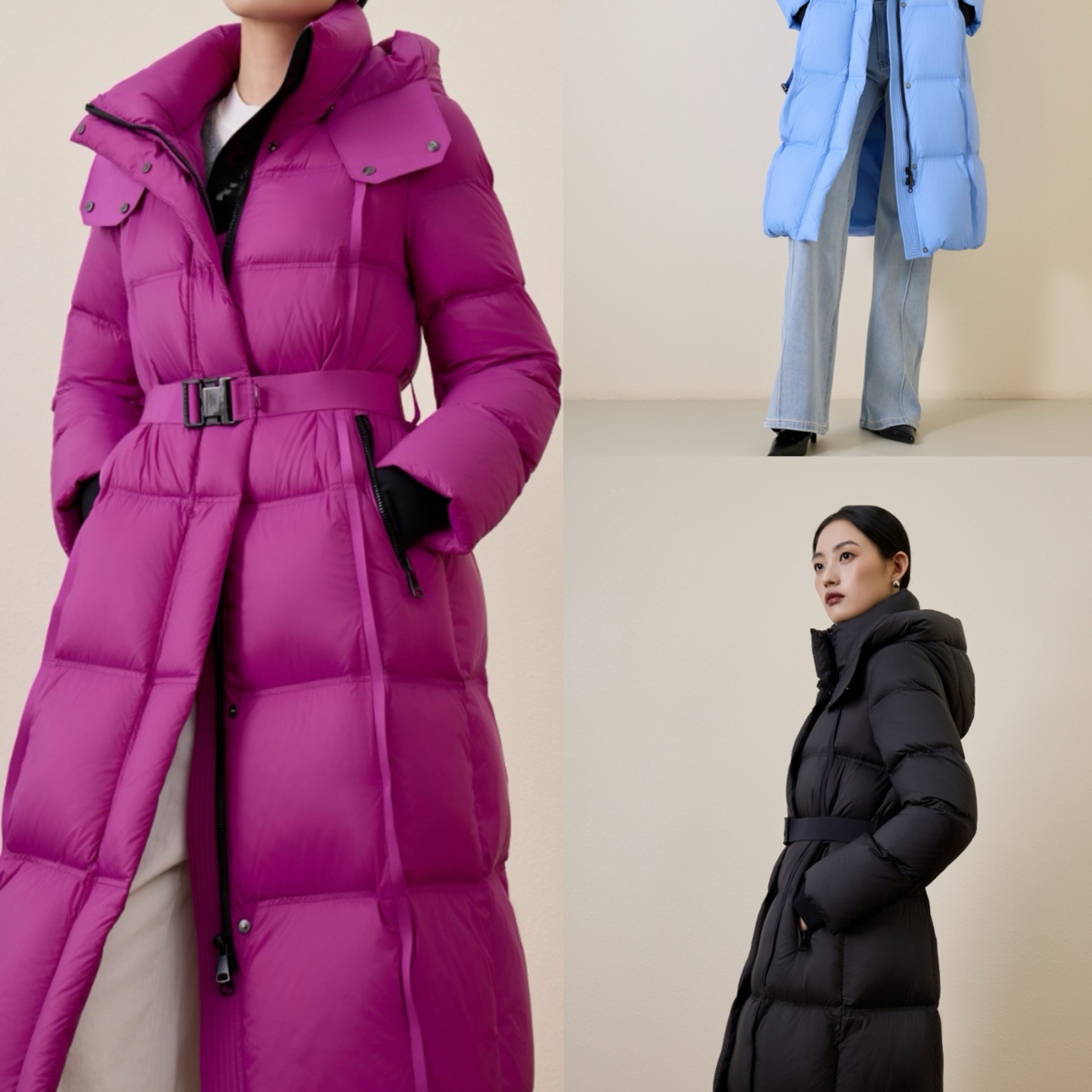 【YSLT官方店】新款秋冬加厚连帽长款白鸭绒羽绒服