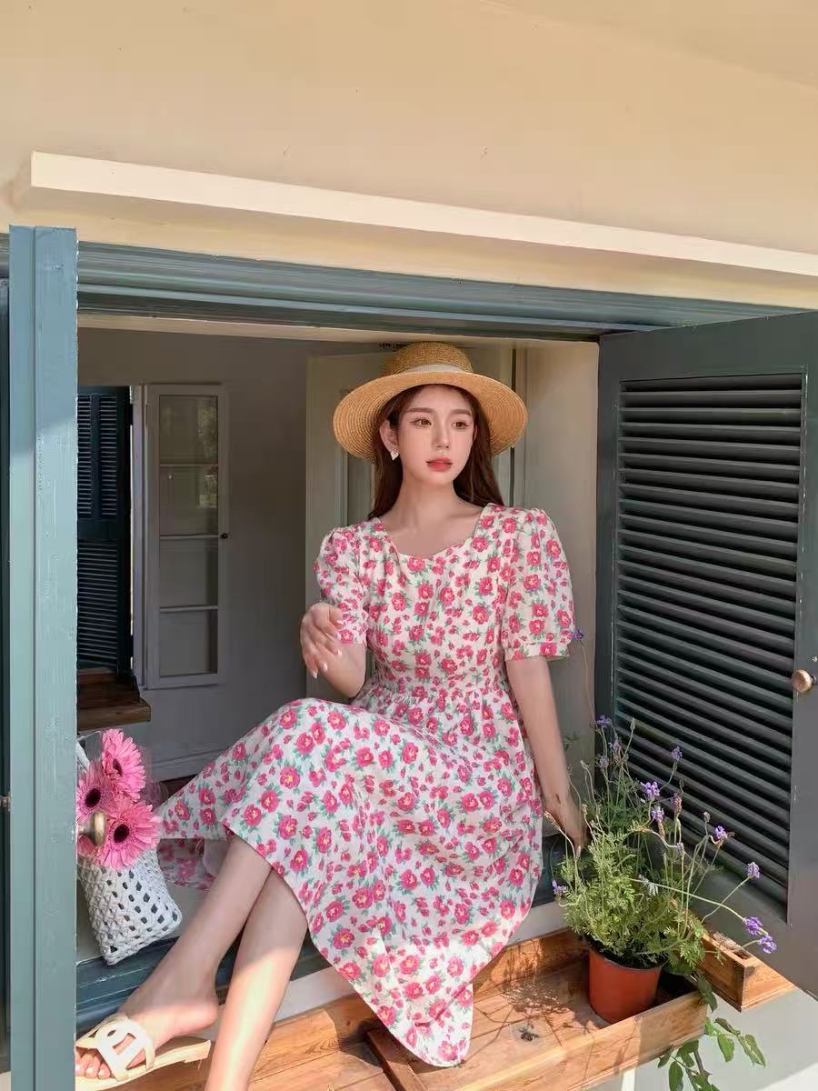 【成都•BD】NN008-时尚女装设计感新款连衣裙气质显瘦印花碎花