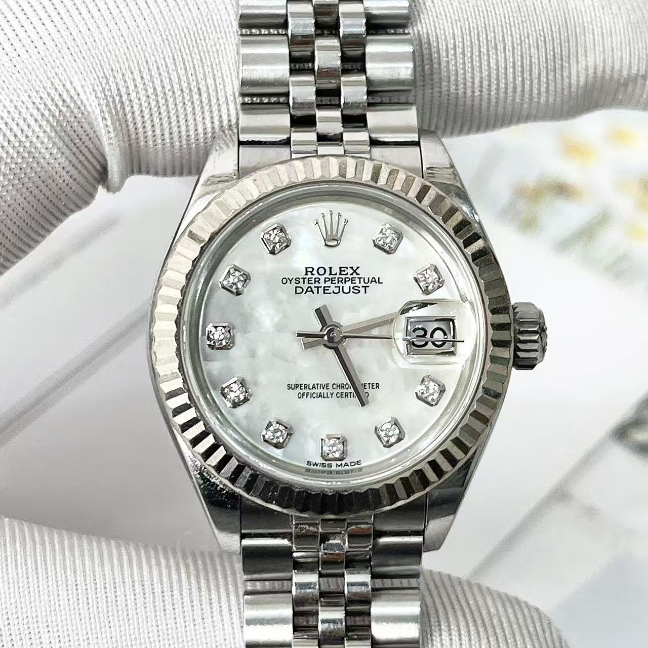 95新 Rolex/劳力士 女装日志型贝母盘钻刻m279174-0009腕表