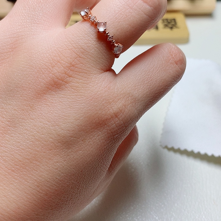 翡翠戒指银S925镶嵌天然翡翠银戒指