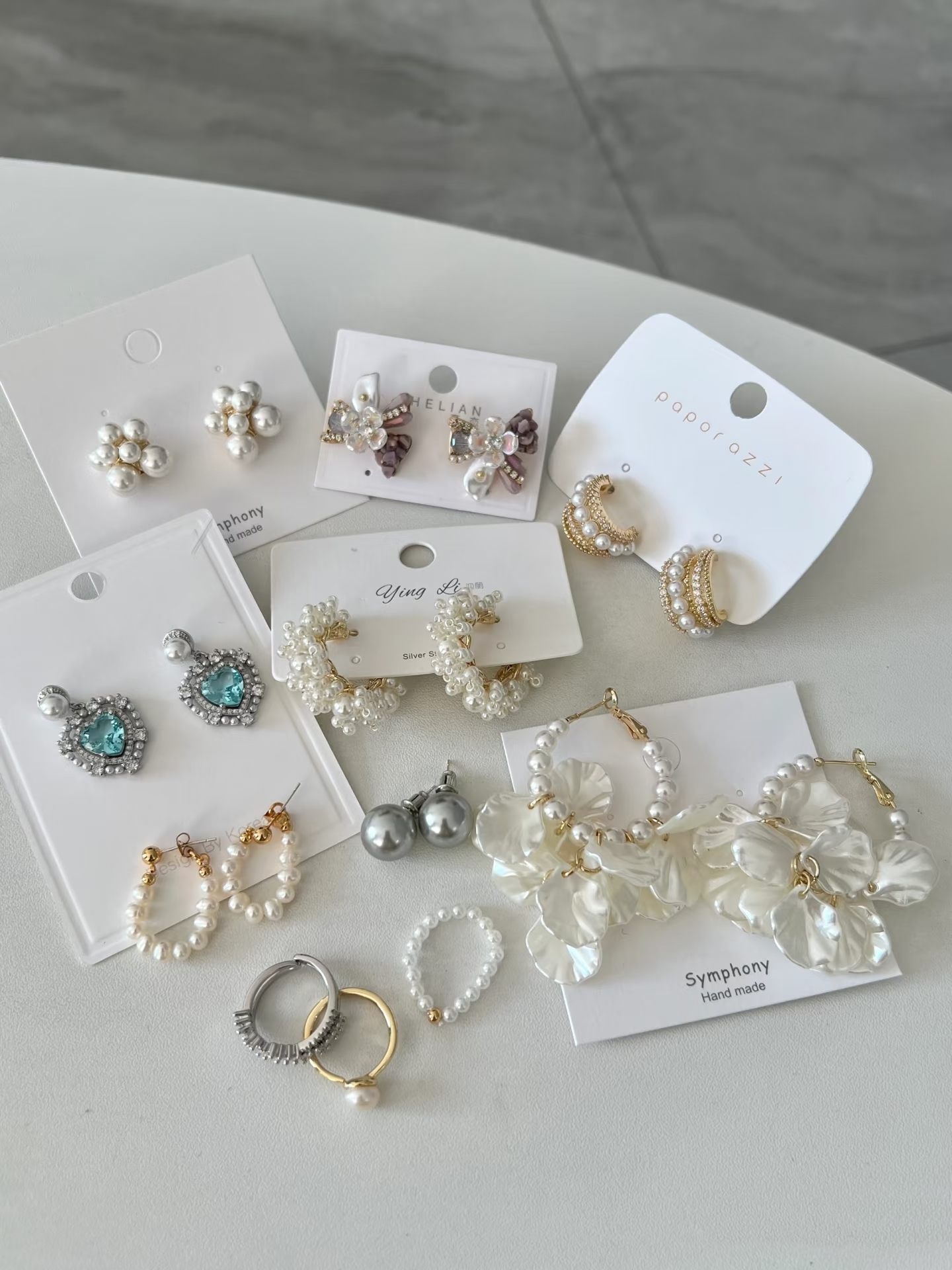 合金耳饰 植物花卉欧美风拼色日韩女耳环精致甜美珠宝素款仙女