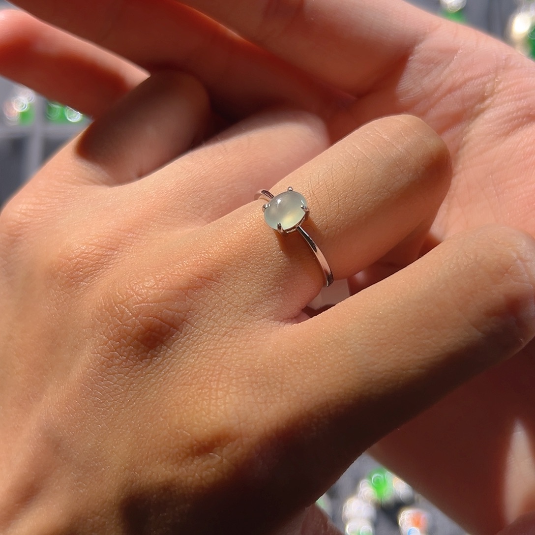 翡翠银S925镶嵌戒指戒指