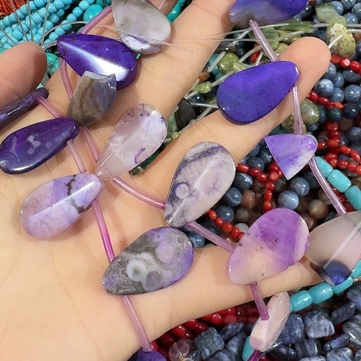 玛瑙/玉髓合金珠宝半成品一条指定款水滴三颗破