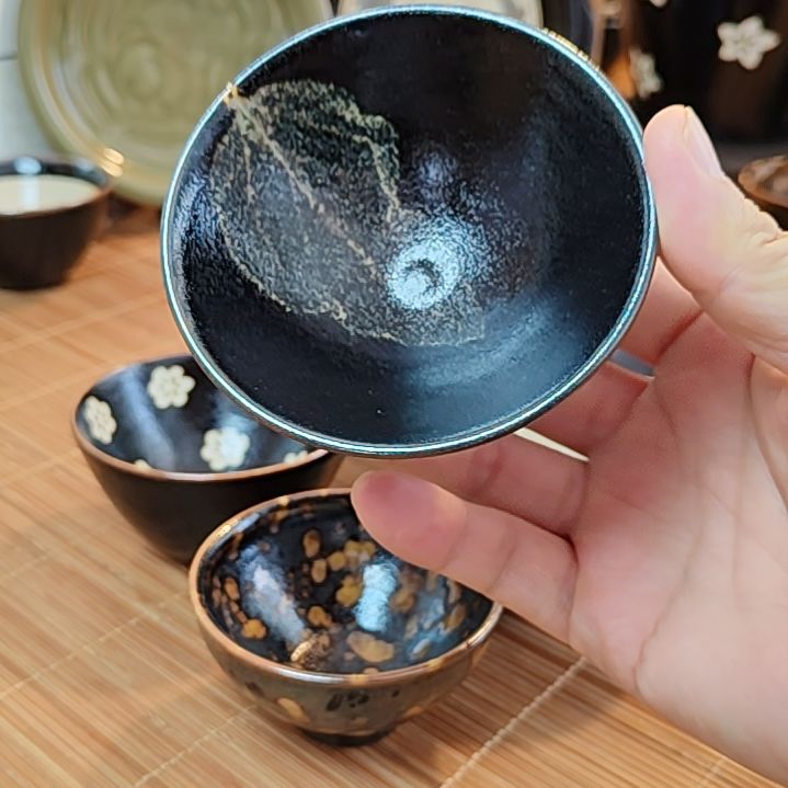 吉州窑原矿手工柴窑柴烧木叶盏