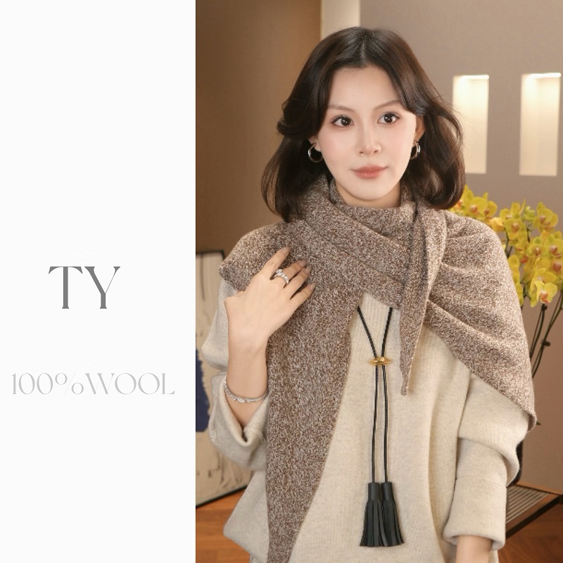 太一“温暖已至” 羊毛针织混色围巾保暖百搭休闲简约