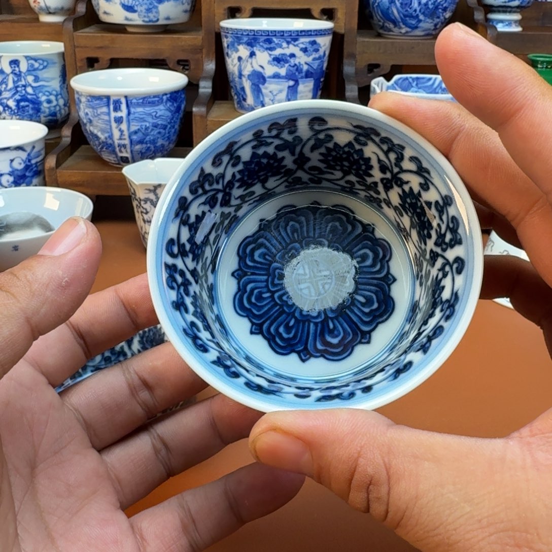 对***情杯子陶景德镇全手工手绘陶瓷