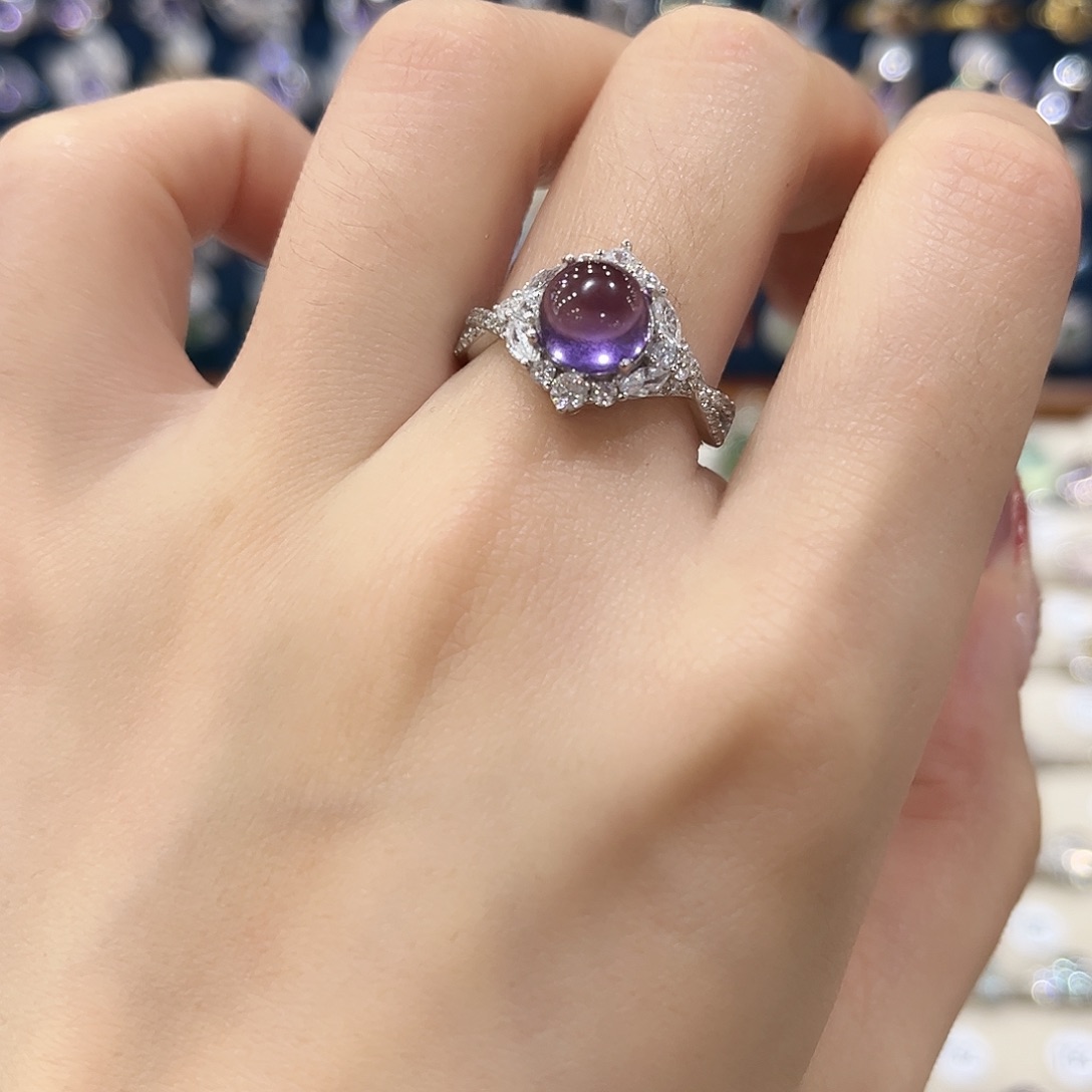 紫晶女款银S925镶嵌戒指