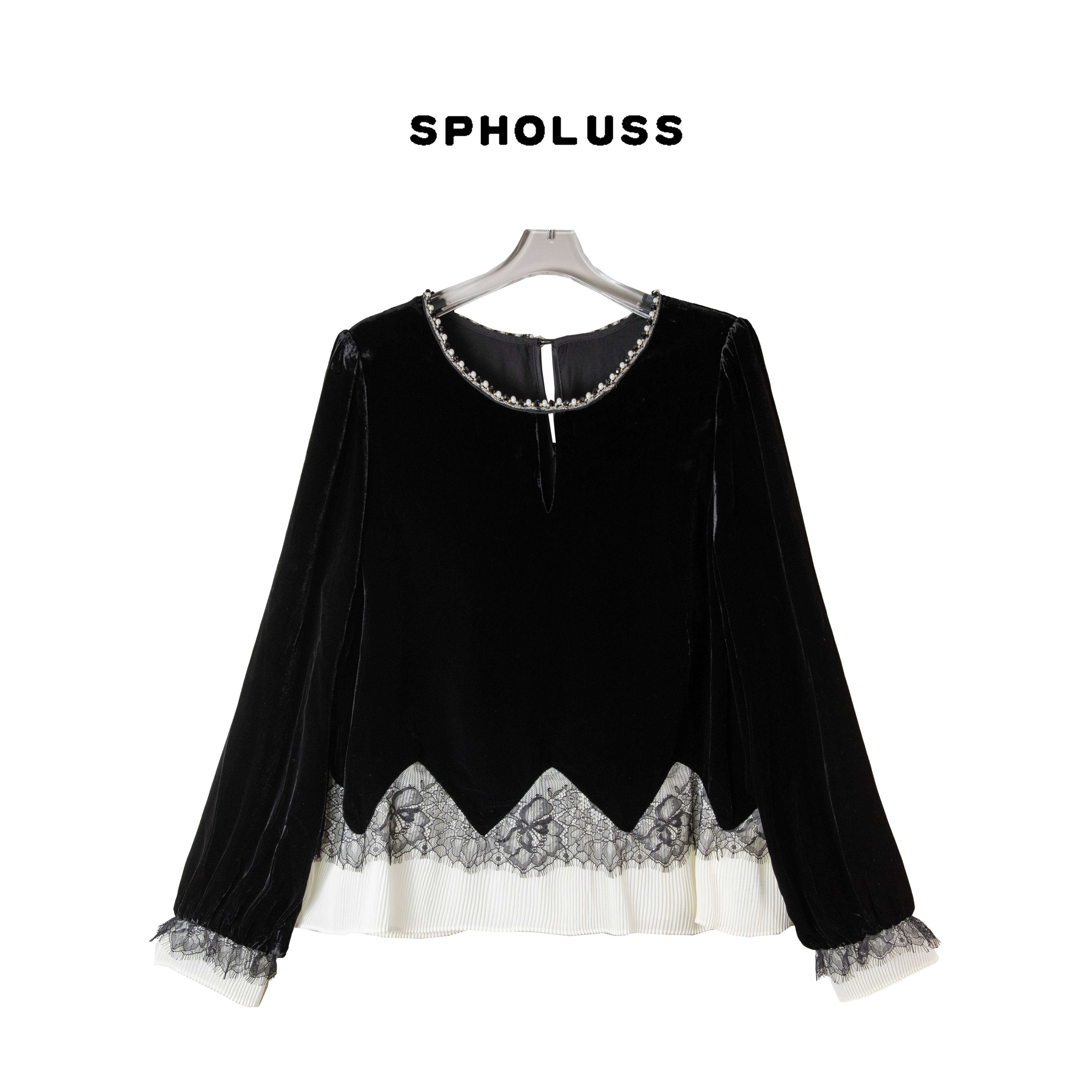 【丝芙玉禄】【A029】重磅100%真丝丝绒重工下摆拼接真丝丝绒上衣