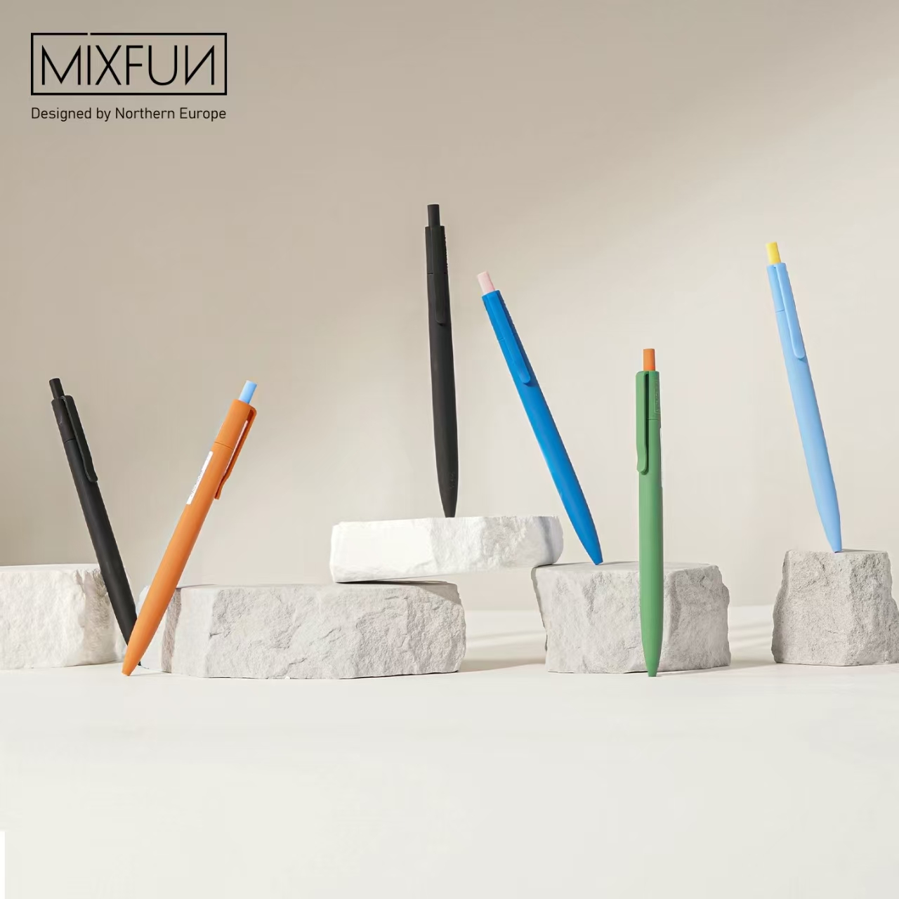 觅思方【北欧极光】系列中性笔马卡龙彩色双珠子弹头黑色0.5