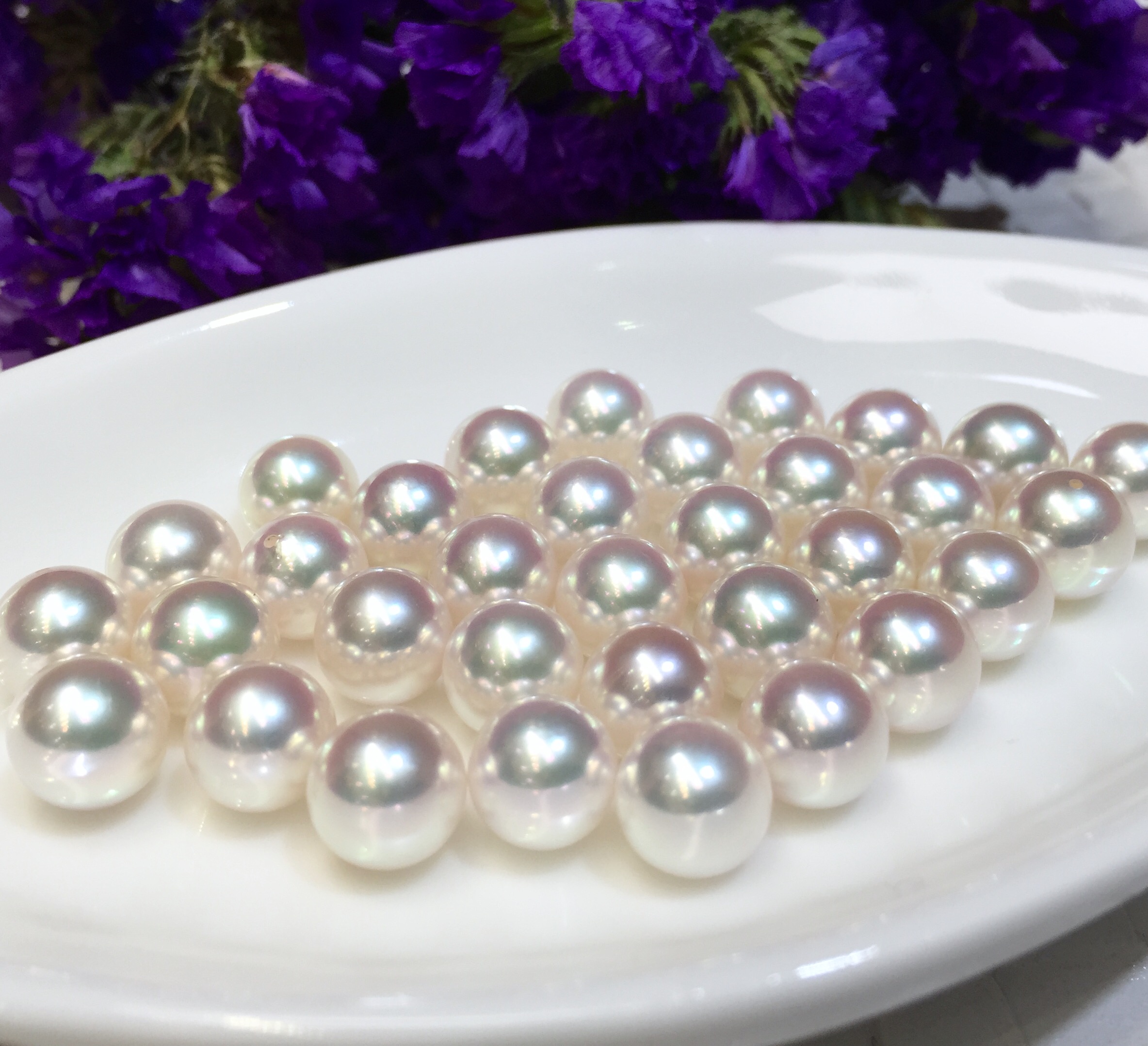 天然珍珠17白色妈妈灰色紫色经典中国红彩色金色香槟色