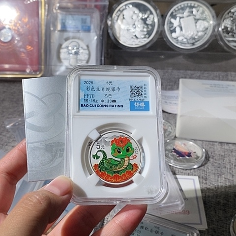 纯银弓***?评级2025年彩色蛇银币带证