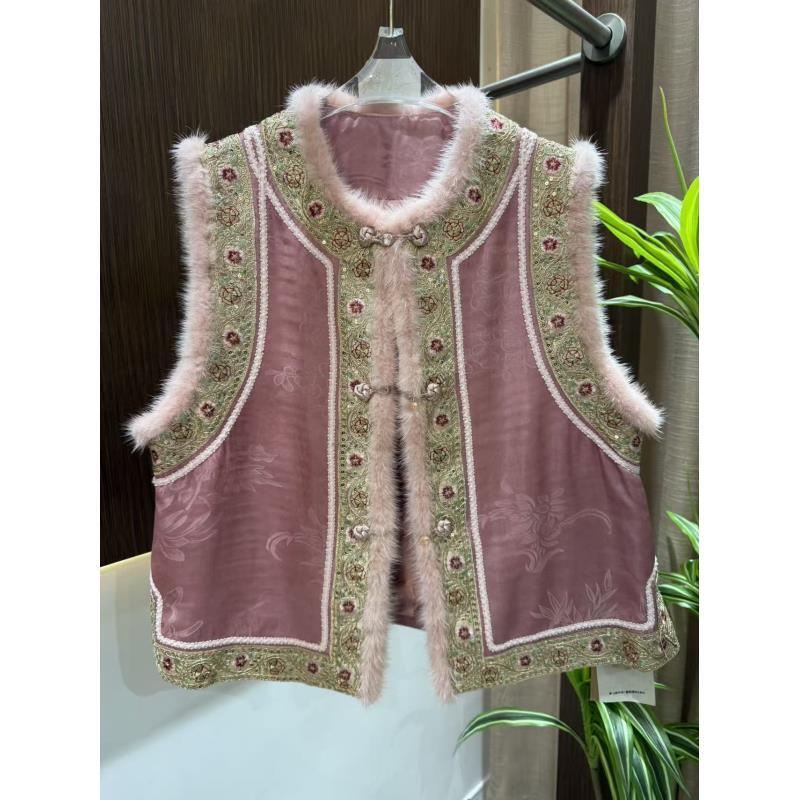 【深圳南油二姐】秋季新款中国风气质圆领刺绣马甲G691366