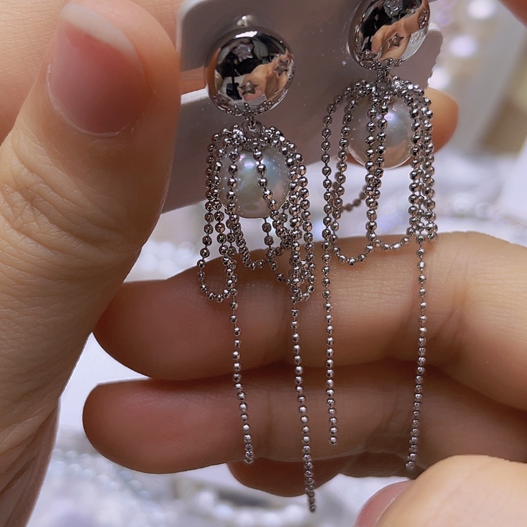 银S925镶嵌淡水珍珠吊坠耳钉