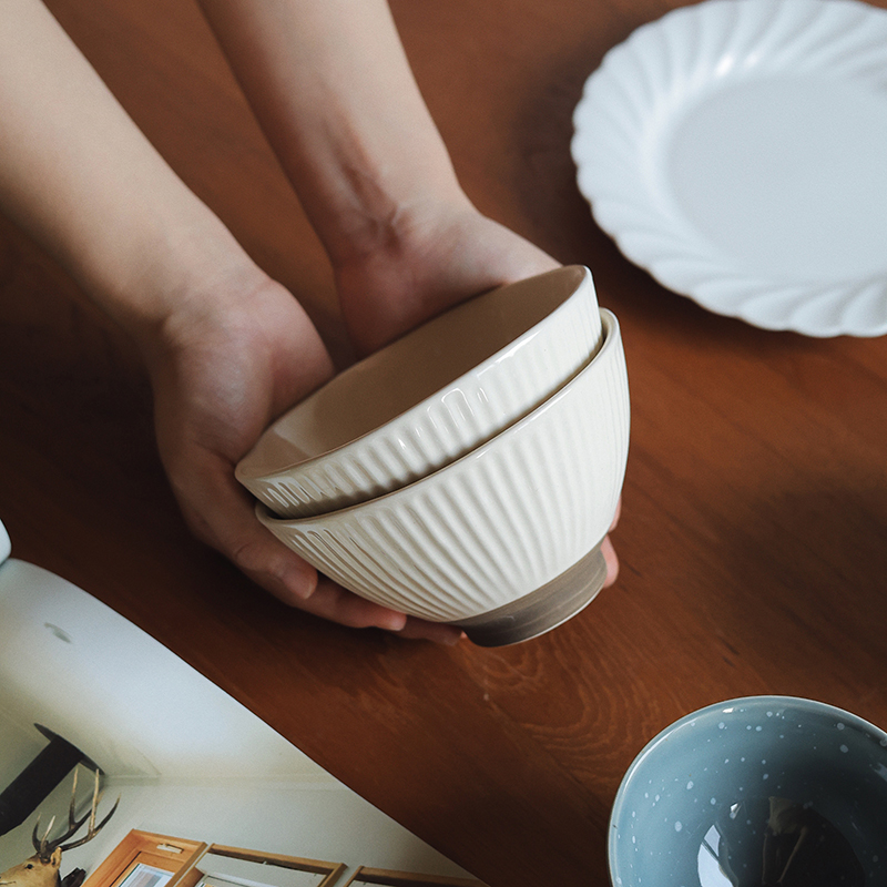 【瑕疵】Camus say 5.5英寸日式手刻镐纹大碗-白色2只13.8×8cm