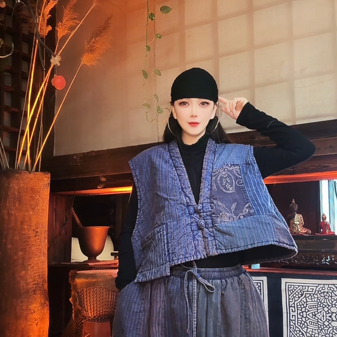 東森家设计师新款百搭老布棉马甲