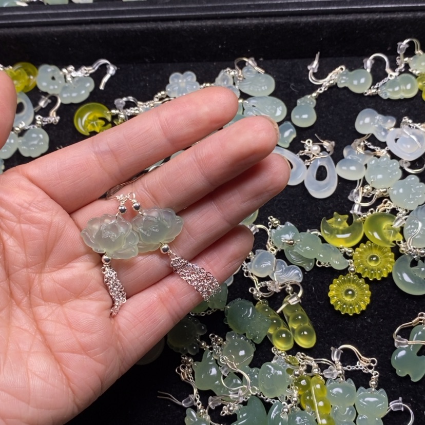 【闪购商品】蛇纹石玉未镶嵌挂件耳饰耳环项链