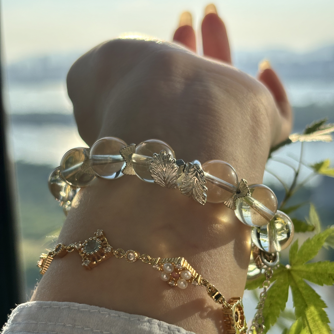 夏日柠檬（巴西浅黄水晶+羽翼）水晶手串 卡9 手围14