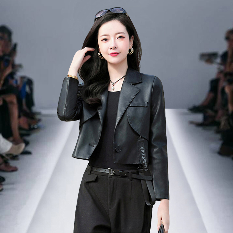 海宁真皮皮衣女短款爆款2025年新款女士时尚小个子绵羊皮春秋外套