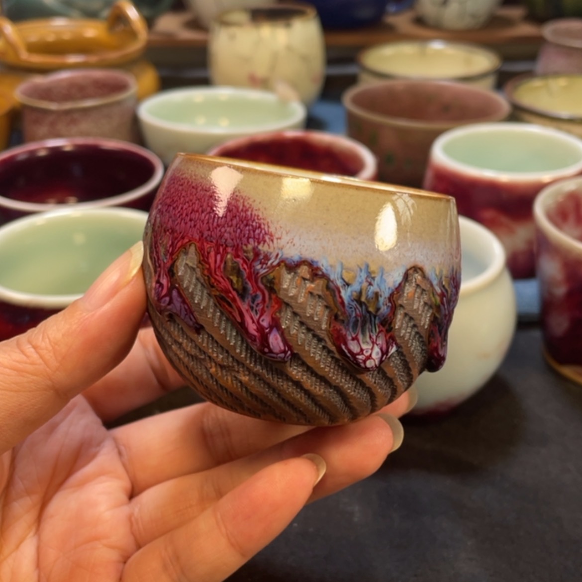 【闪购商品】摆件钧瓷富得流油杯