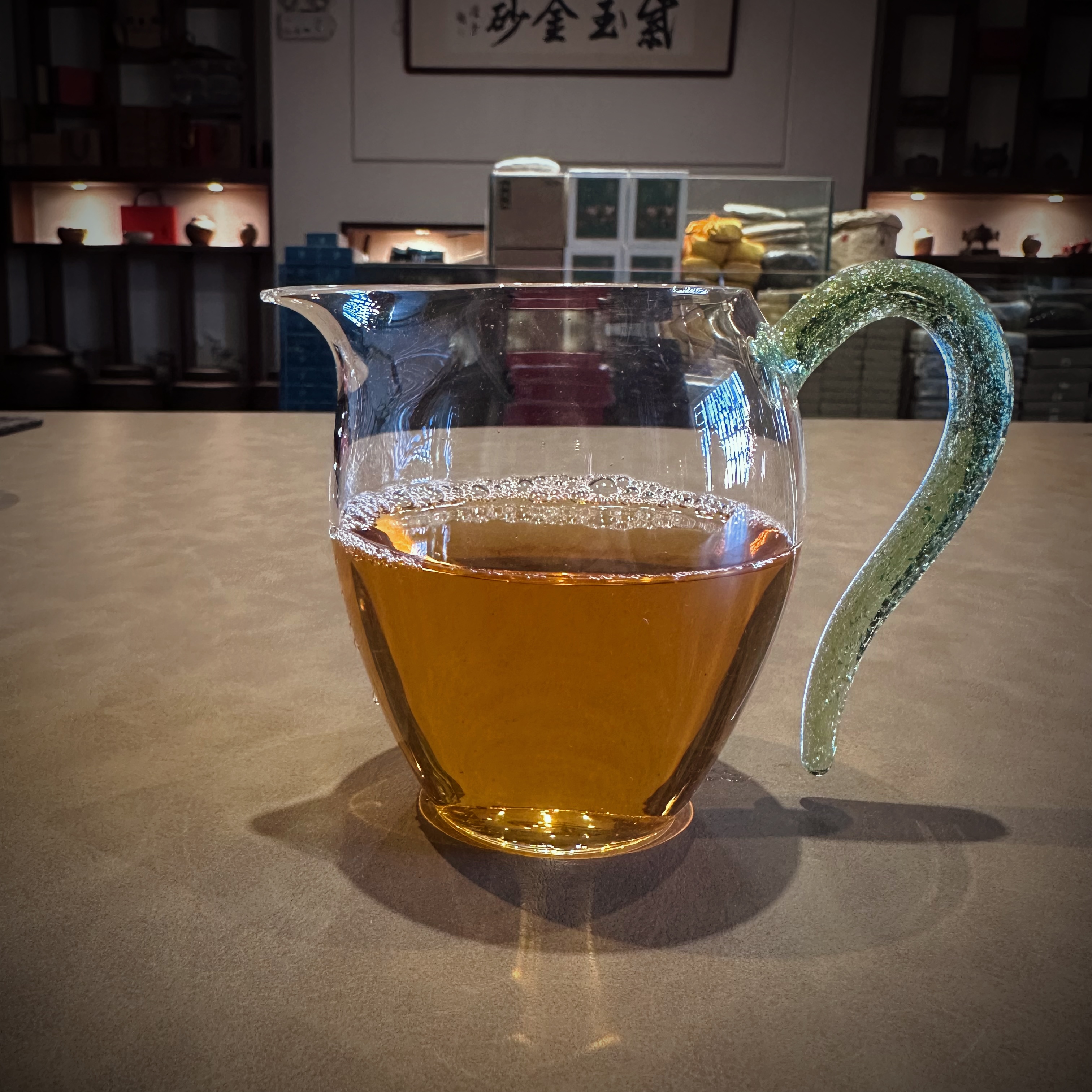 禾器洒金公道杯，高硼硅玻璃，容量300cc