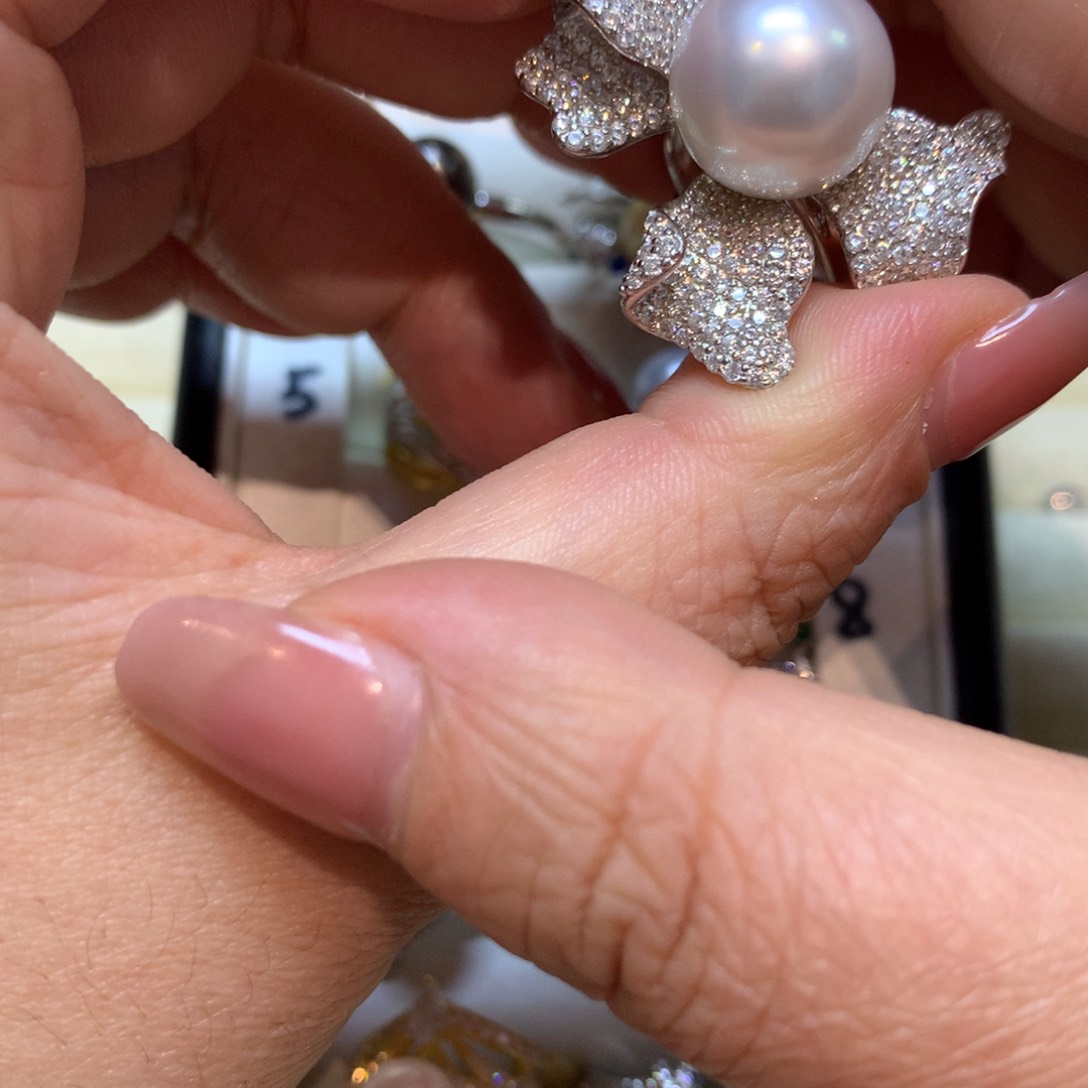 海水珍珠戒指银S925镶嵌