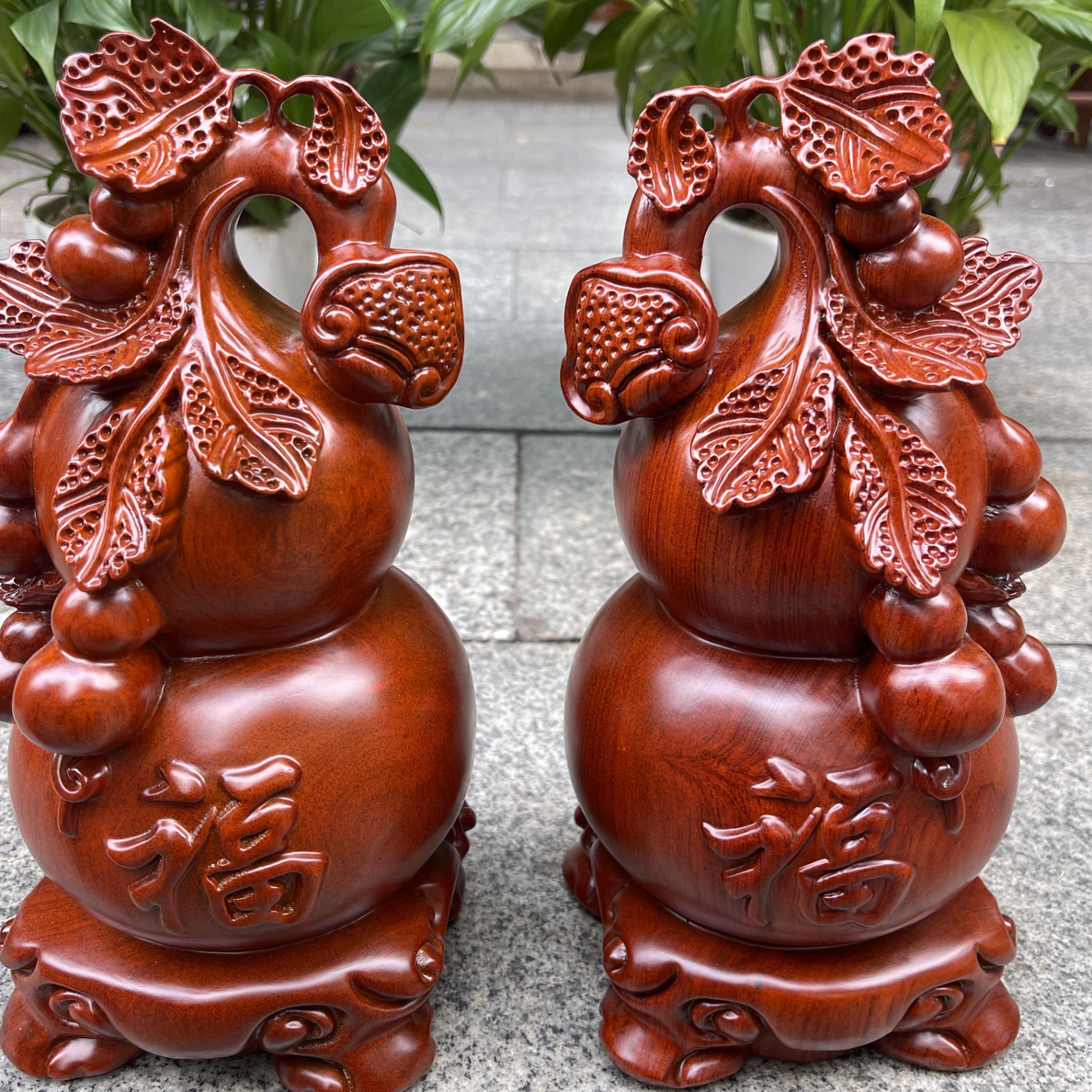 葫芦木雕工艺摆件实木雕刻家居饰品客厅办公桌面架摆件